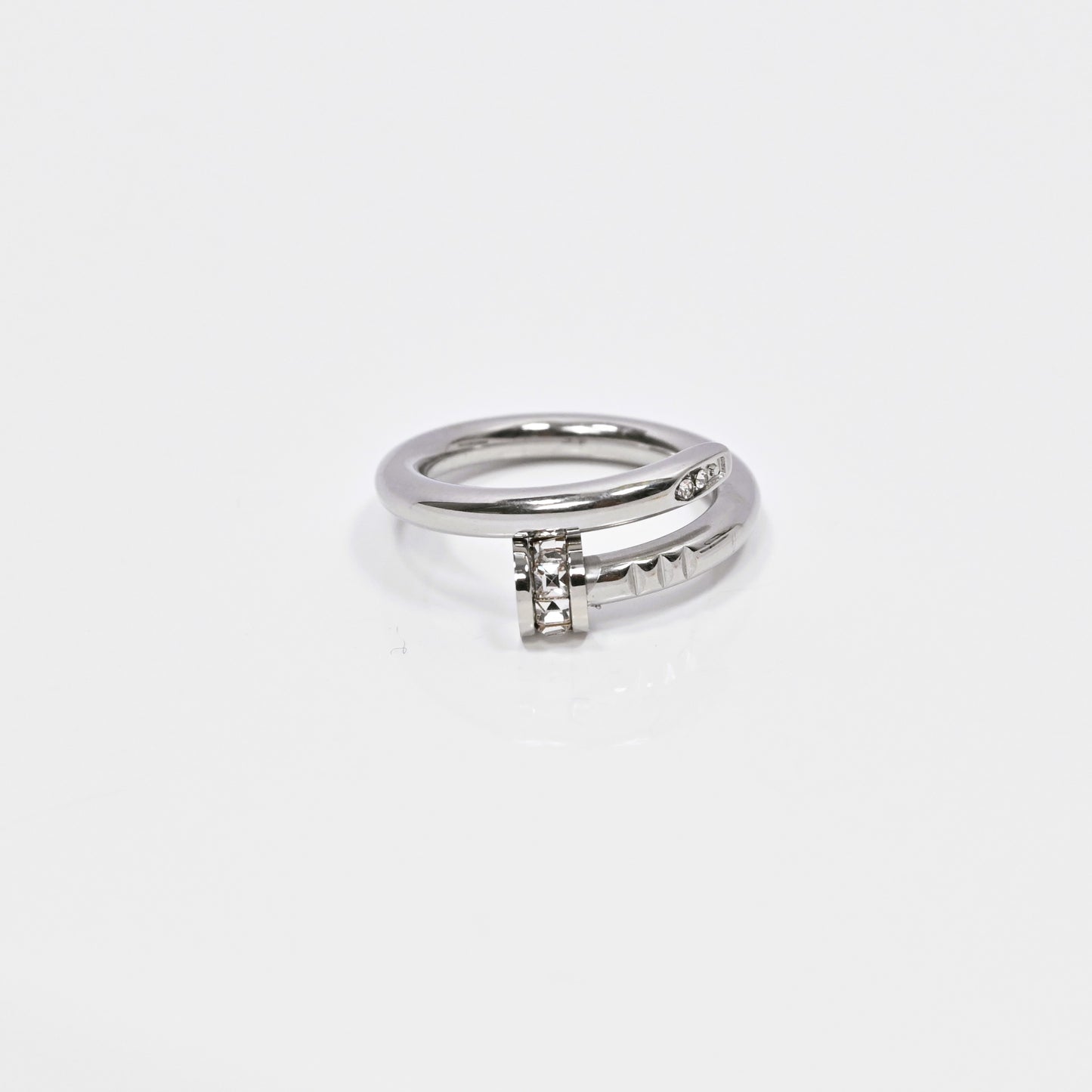 Nail Inspired Ring Silver