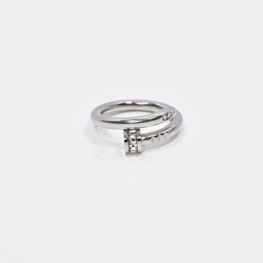 Nail Inspired Ring Silver