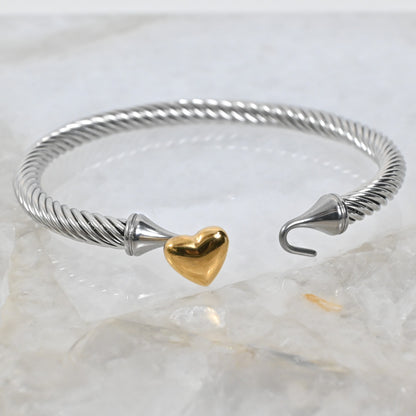 Pulsera Corazón doble tono