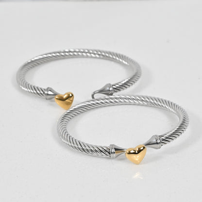 Pulsera Corazón doble tono
