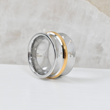 Sortija Armonía Doble Tono | Anillo Band en Stainless Steel