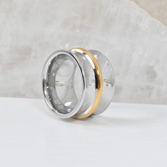Sortija Armonía Doble Tono | Anillo Band en Stainless Steel