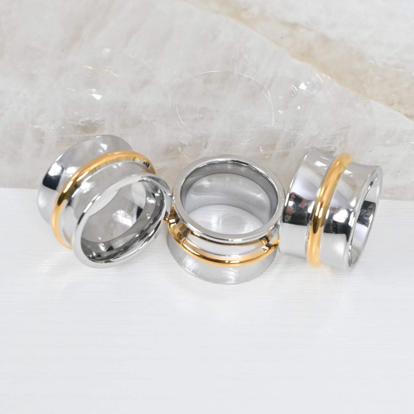 Sortija Armonía Doble Tono | Anillo Band en Stainless Steel