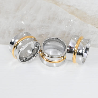 Sortija Armonía Doble Tono | Anillo Band en Stainless Steel