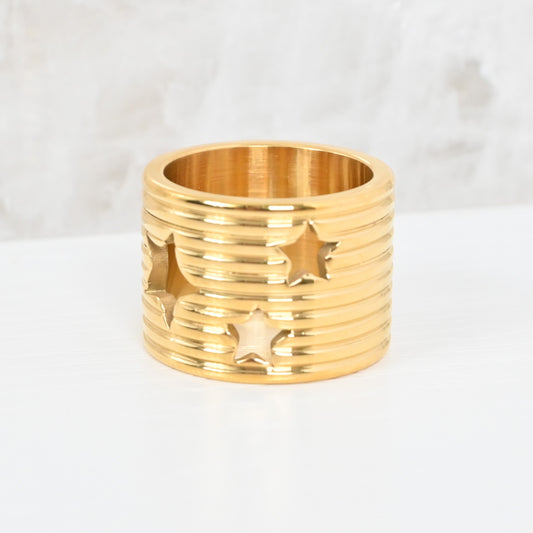 Sortija Celeste | Anillo Band con Estrellas en Titanium Steel 18K Gold Plated
