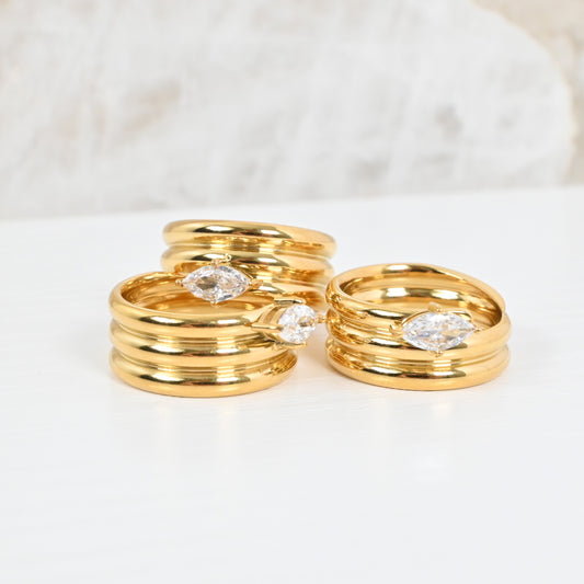 Sortija Valeria | Anillo Multicapa en Stainless Steel 18K Gold Plated