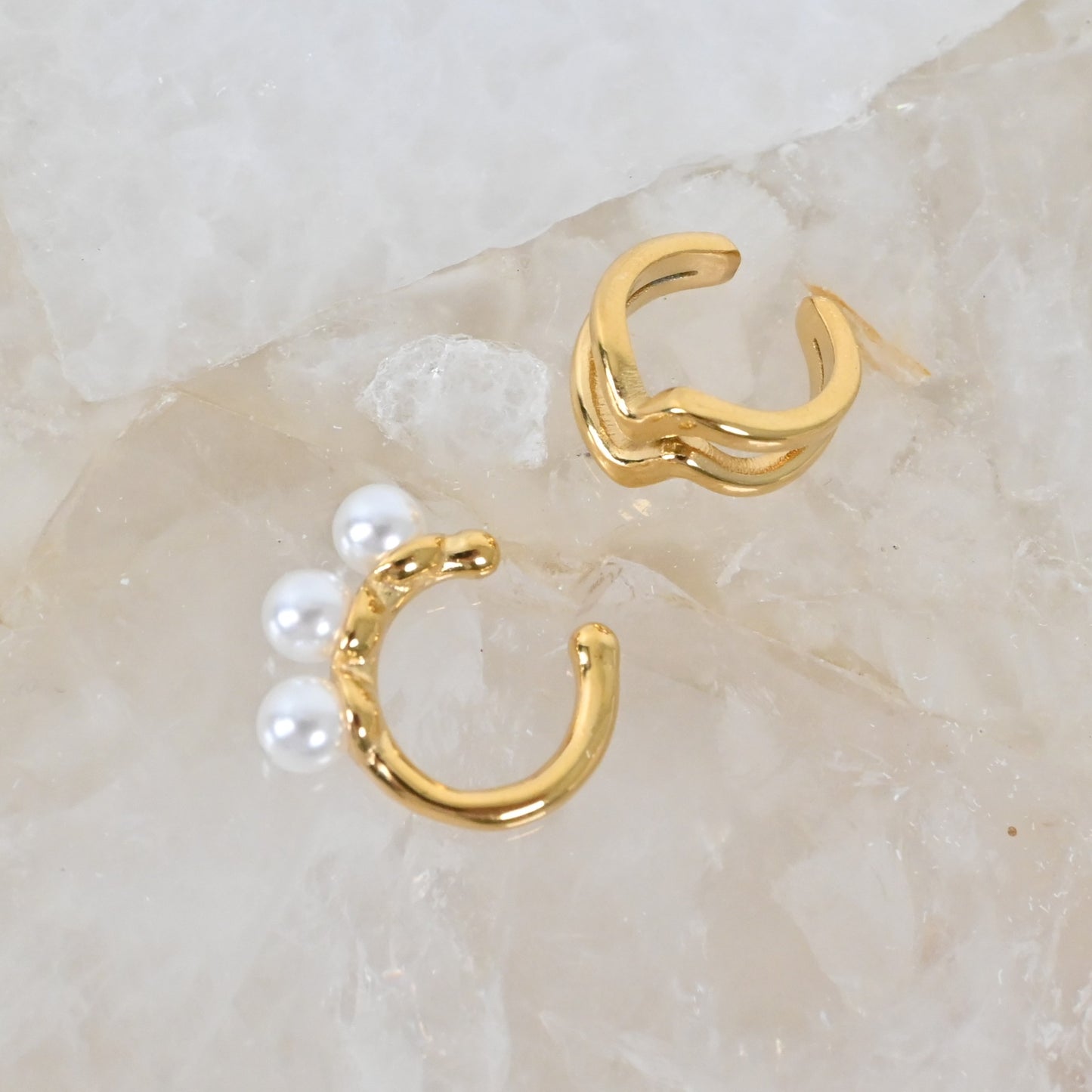 Set de Ear Cuff Elena | Ear Cuff Dorados en Stainless Steel 18K Gold Plated