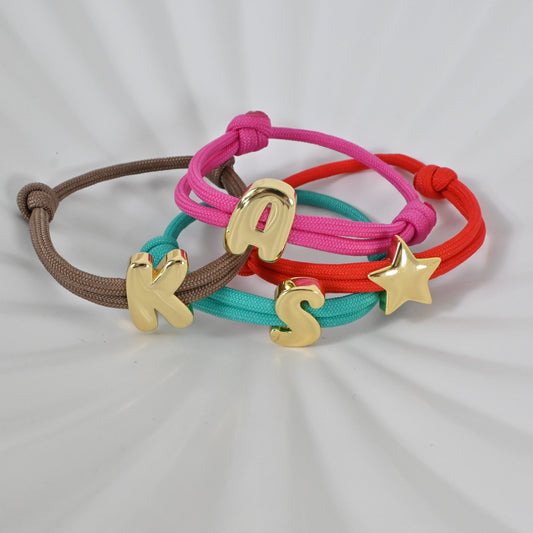 Pulsera con Inicial | Pulsera Ajustable Personalizada Hecha a Mano