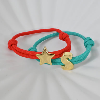 Pulsera con Inicial | Pulsera Ajustable Personalizada Hecha a Mano