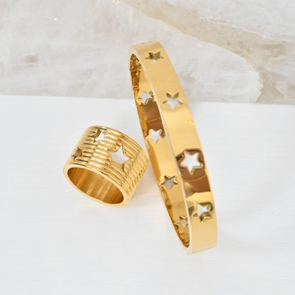 Pulsera Celeste Bundle | Brazalete Bangle en Titanium Steel Gold Plated