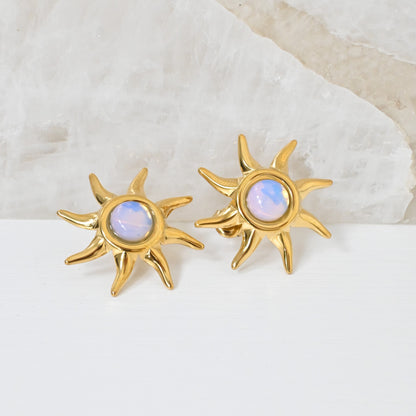 Pantallas Solaris | Aretes en Forma de Sol en Stainless Steel 18K Gold Plated
