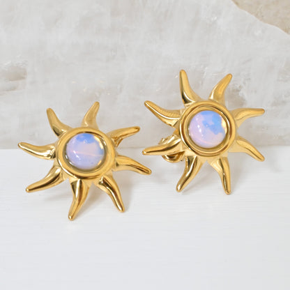 Pantallas Solaris | Aretes en Forma de Sol en Stainless Steel 18K Gold Plated