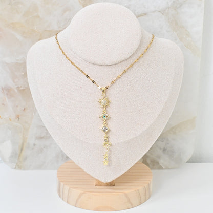Collar Amara | Collar Tassel con Sol, Evil Eye y Estrella en Stainless Steel
