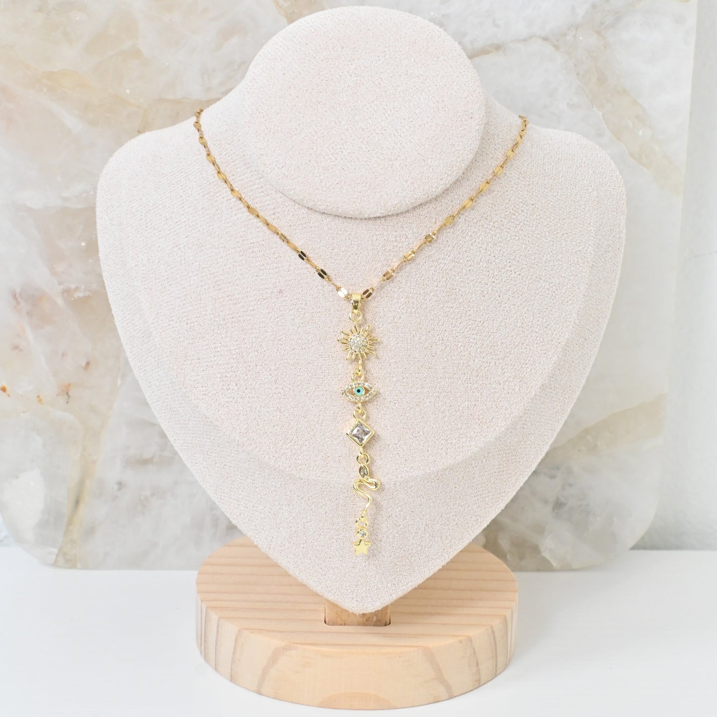 Collar Amara | Collar Tassel con Sol, Evil Eye y Estrella en Stainless Steel