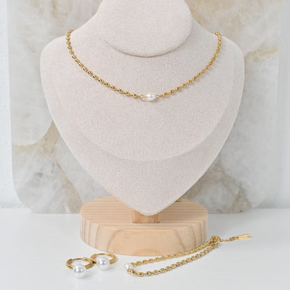 Set Bianca | Collar, Pulsera y Pantallas con Perla