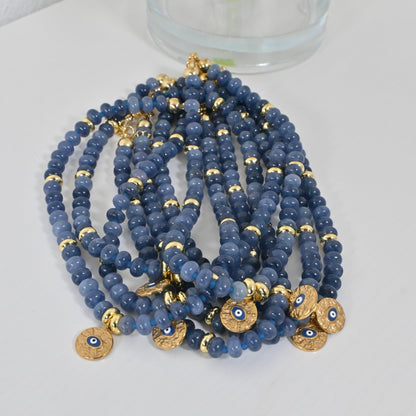 Collar Azura | Collar de Jade Natural Azul con Evil Eye