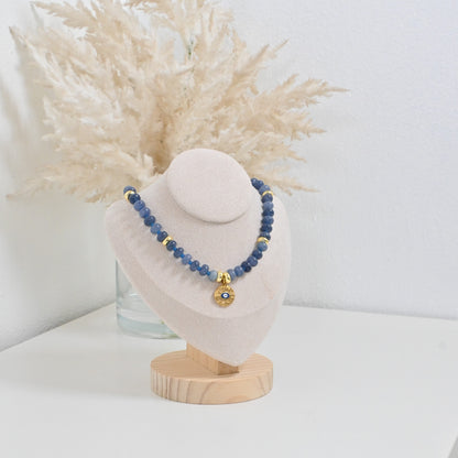 Collar Azura | Collar de Jade Natural Azul con Evil Eye
