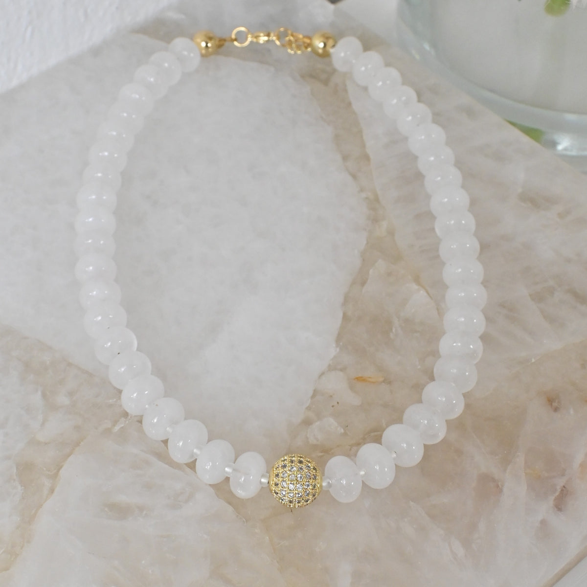 Collar Alba | Collar de Jade Blanco Natural