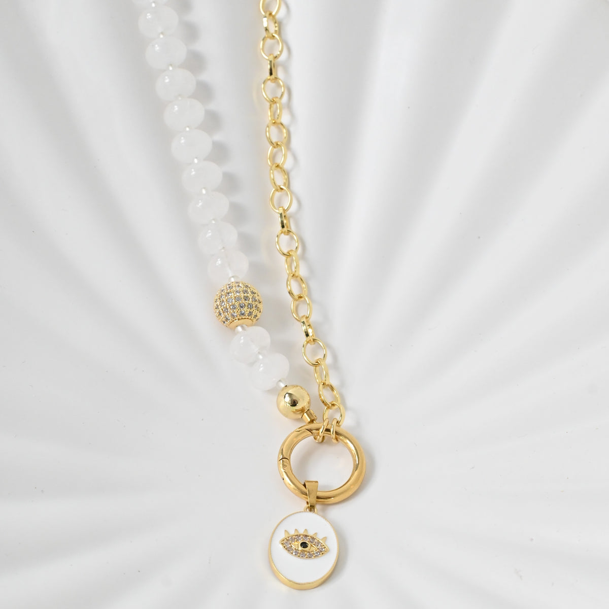 Collar Bianca | Collar de Jade Blanco con Evil Eye