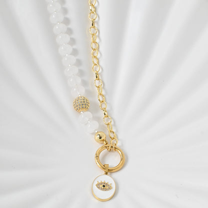 Collar Bianca | Collar de Jade Blanco con Evil Eye